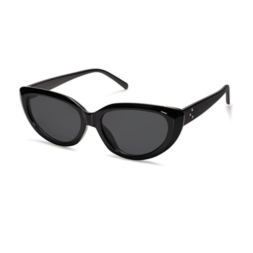 New Black Cat Eye Sunglasses Retro 90s Nude Trendy Chunky UV400 Shades - Picture 5 of 5